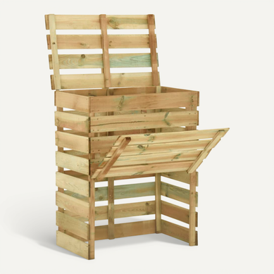 Composteur De Jardin À Lames 80x50x100 Cm Bois De Pin Imprégné, Couvercle Ouvert Composteur De Jardin À Lames 80x50x100 Cm Bois De Pin Imprégné, Couvercle Ouvert