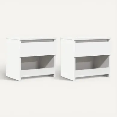 Lot De 2 Tables De Chevet 40x30x39 Cm Blanch Design Moderne
