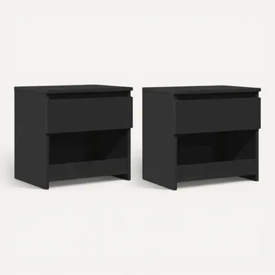 Tables De Chevet 2 Pièces Avec Tiroir Noir 40x30x39 Cm Bois D'ingénierie Armoires De Nuit