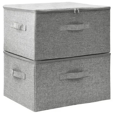 Boîtes De Rangement 2 Pièces Tissu 43x34x23 Cm Gris Boîtes De Rangement 2 Pièces Tissu 43x34x23 Cm Gris