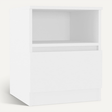 Armoire De Lit 40x40x50 Cm Bois Contreplaqué Blanc 1 Tiroir 1 étagère Table De Chevet