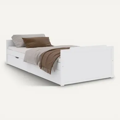 Cadre De Lit Blanc Bois De Pin Massif 90x200 Cm