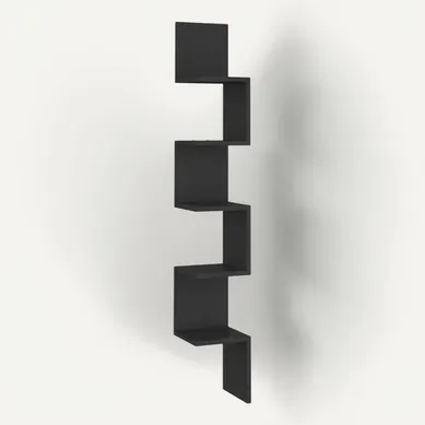 étagère D'angle Murale Noir 20x20x127,5 Cm Bois Contreplaqué