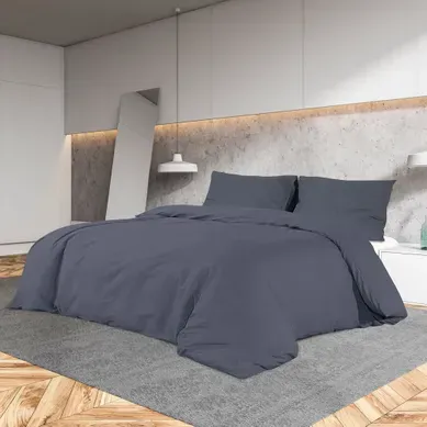 Ensemble De Housse De Couette Anthracite 220x240 Cm Coton Ensemble De Housse De Couette Anthracite 220x240 Cm Coton