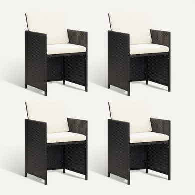 Chaises De Jardin Lot De 4 Résine Tressée Noir