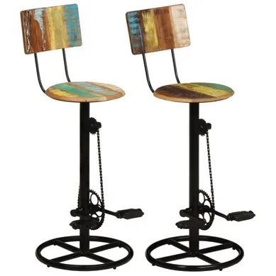 Tabourets De Bar Lot De 2 Bois De Récupération Massif