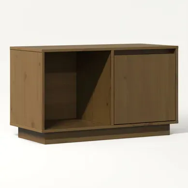 Meuble TV Marron Miel 74x35x44 Cm Bois De Pin Massif Meuble TV Marron Miel 74x35x44 Cm Bois De Pin Massif