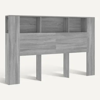Armoire De Tête De Lit Gris Sonoma 160x18,5x104,5 Cm Avec étagères Intégrées Murale