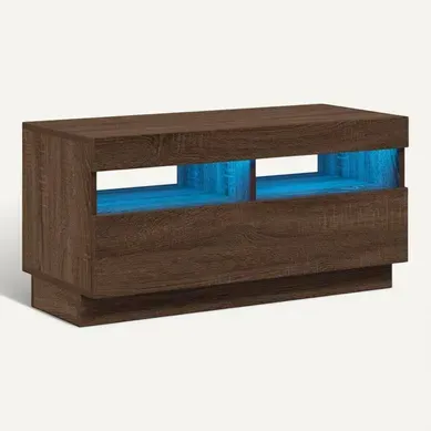 Meuble TV Avec Lumières LED Chêne Marron 80x35x40 Cm Meuble TV Avec Lumières LED Chêne Marron 80x35x40 Cm