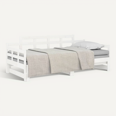 Lit Coulissant Blanc Bois De Pin Solide 2x(80x200) Cm Lit Coulissant Blanc Bois De Pin Solide 2x(80x200) Cm