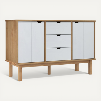 Buffet Otta Marron Et Blanc 113,5x43x73 Cm Bois Massif Pin