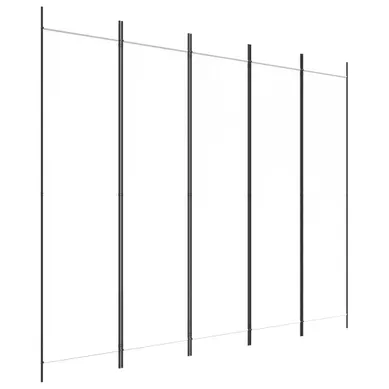 Paravent à 5 Panneaux 250x200 Cm Tissu Blanc Pliable Avec Cadre En Fer Paravent à 5 Panneaux 250x200 Cm Tissu Blanc Pliable Avec Cadre En Fer