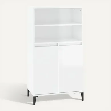 Buffet Haut Blanc Brillant 60x36x110 Cm Bois Contreplaqué Buffet Haut Blanc Brillant 60x36x110 Cm Bois Contreplaqué