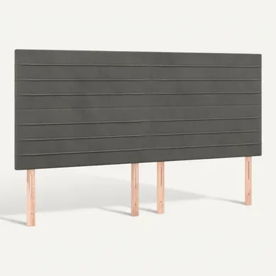 Tête De Lit Gris Foncé 160 X 5 X 118/128 Cm Velours Tête De Lit Gris Foncé 160 X 5 X 118/128 Cm Velours