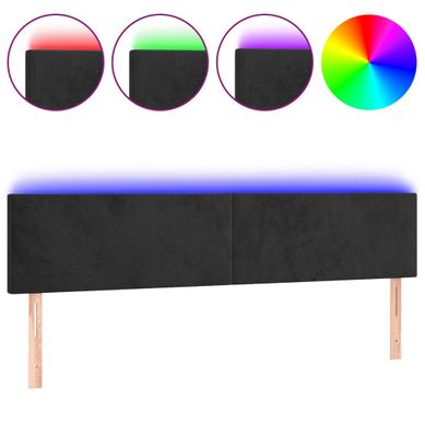 Tête De Lit à LED Noir 180x5x78/88 Cm Velours Tête De Lit à LED Noir 180x5x78/88 Cm Velours