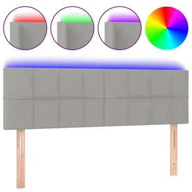 Tête De Lit À LED Gris Clair 144x5x78/88 Cm Tissu
