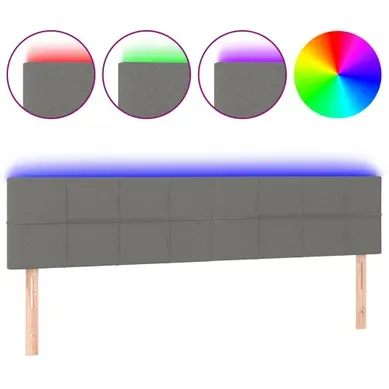 Tête De Lit À LED Gris Foncé 180x5x78/88 Cm Tissu Tête De Lit À LED Gris Foncé 180x5x78/88 Cm Tissu