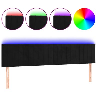 Tête De Lit À LED Noir 180x5x78/88 Cm Velours Tête De Lit À LED Noir 180x5x78/88 Cm Velours