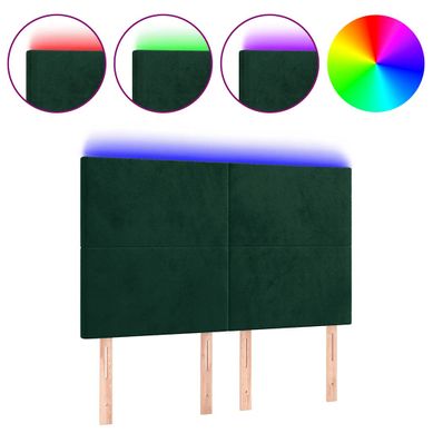 Tête De Lit à LED Vert Foncé 144x5x118/128 Cm Velours Tête De Lit à LED Vert Foncé 144x5x118/128 Cm Velours