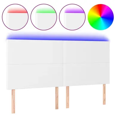 Tête De Lit à LED Blanc 180x5x118/128 Cm Simili Tête De Lit à LED Blanc 180x5x118/128 Cm Simili