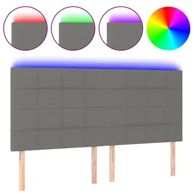 Tête De Lit À LED Gris Foncé 160x5x118/128 Cm Tissu Tête De Lit À LED Gris Foncé 160x5x118/128 Cm Tissu