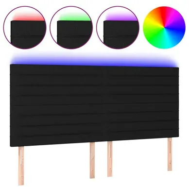 Tête De Lit À LED Noir 200x5x118/128 Cm Tissu Tête De Lit À LED Noir 200x5x118/128 Cm Tissu