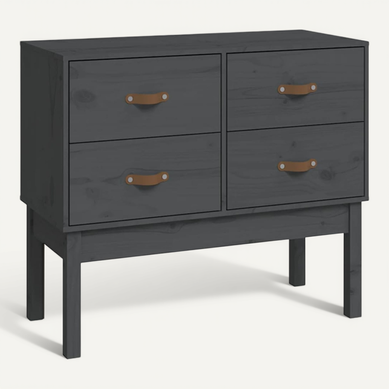 Armoire Console Gris 90x40x78 Cm Bois De Pin Solide