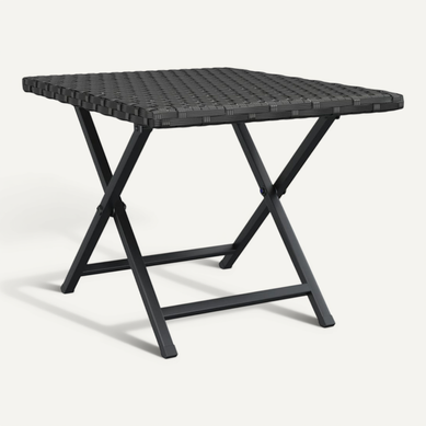 Table Pliable Noir 45x35x32 Cm Résine Tressée Table Pliable Noir 45x35x32 Cm Résine Tressée