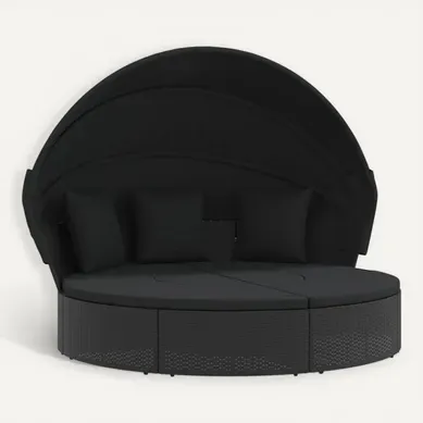 Lit De Repos D'extérieur Avec Auvent Et Coussins Résine Tressée Lit De Repos D'extérieur Avec Auvent Et Coussins Résine Tressée