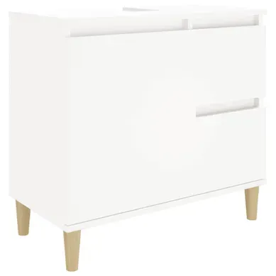Armoire De Salle De Bain Blanche 65x33x60 Cm, Fixation Murale, 2 Tiroirs, 1 Porte, Réversible Armoire De Salle De Bain Blanche 65x33x60 Cm, Fixation Murale, 2 Tiroirs, 1 Porte, Réversible
