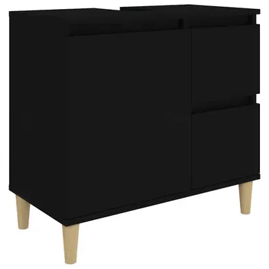 Armoire De Salle De Bain Noir 65x33x60 Cm Bois Contreplaqué Armoire De Salle De Bain Noir 65x33x60 Cm Bois Contreplaqué