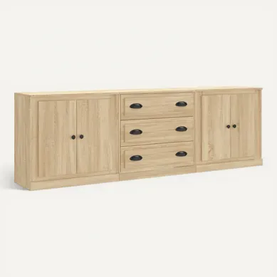 Buffets 3 PCs Chêne Sonoma Bois D'ingénierie