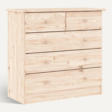 Commode "alta" Avec 5 Tiroirs Et Finition écologique 77x35x73 Cm Bois Massif Pin Commode "alta" Avec 5 Tiroirs Et Finition écologique 77x35x73 Cm Bois Massif Pin