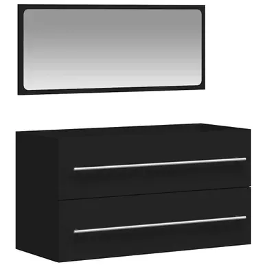 Armoire De Salle De Bain Avec Miroir Noir Bois Contreplaqué