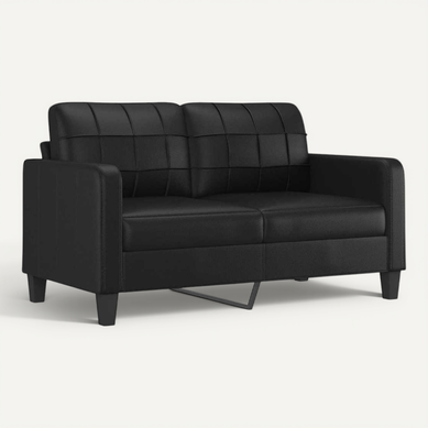 Canapé 2 Places Noir 140 Cm Cuir Synthétique Métal Confort Mousse