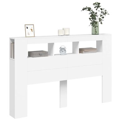 Tête De Lit LED Blanc 160x18,5x103,5 Cm Bois Contreplaqué Tête De Lit LED Blanc 160x18,5x103,5 Cm Bois Contreplaqué