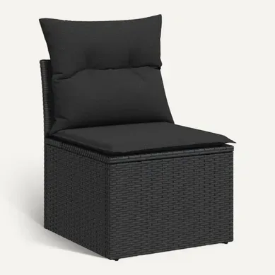 Chaise De Jardin Sans Accoudoirs Avec Coussins En Polyrotin Noir Chaise De Jardin Sans Accoudoirs Avec Coussins En Polyrotin Noir