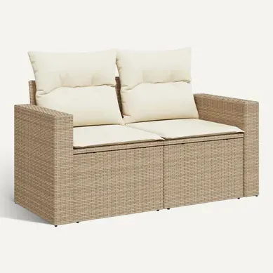 Canapé De Jardin Avec Coussins 2 Places Beige Résine Tressée Canapé De Jardin Avec Coussins 2 Places Beige Résine Tressée
