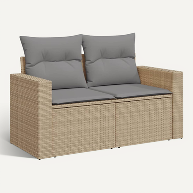 Canapé De Jardin Avec Coussins 2 Places Beige Résine Tressée Canapé De Jardin Avec Coussins 2 Places Beige Résine Tressée