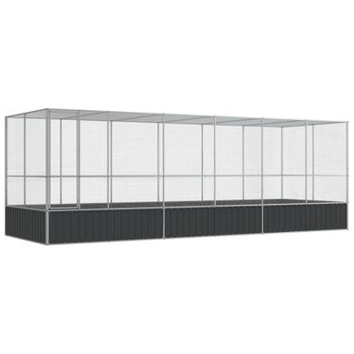 Volière Avec Extension Argenté 625x207x212 Cm Acier