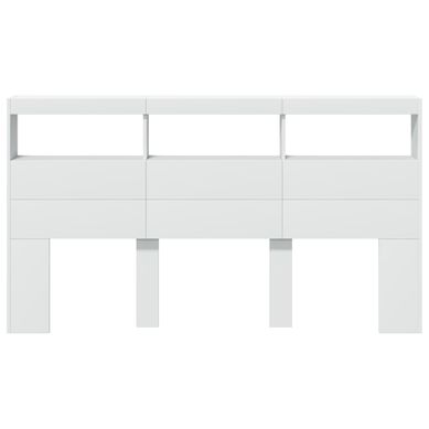 Armoire Tête De Lit Avec LED Blanc 180x17x102 Cm Armoire Tête De Lit Avec LED Blanc 180x17x102 Cm