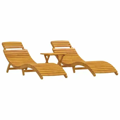 Transat 3 PC Bois D'acacia Massif Marron Durable Transat 3 PC Bois D'acacia Massif Marron Durable