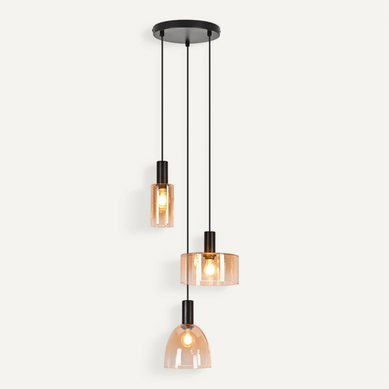 Suspension Table Verre 3 Lampes : Lustre Vintage Industriel, Réglable, Cuisine.