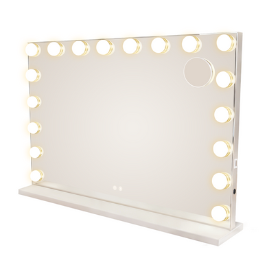 Miroir Maquillage Hollywood Bluetooth 18 LED - Grand, Tactile, Dimmable, 3 Modes Miroir Maquillage Hollywood Bluetooth 18 LED - Grand, Tactile, Dimmable, 3 Modes
