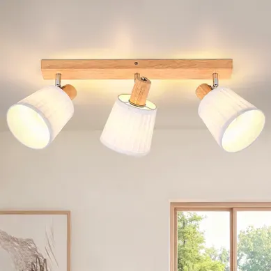Spot Plafond 3 Lampes Bois E14