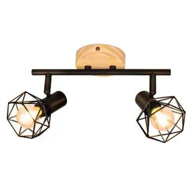 Spot Plafond 2 Lampes Bois Noir E14
