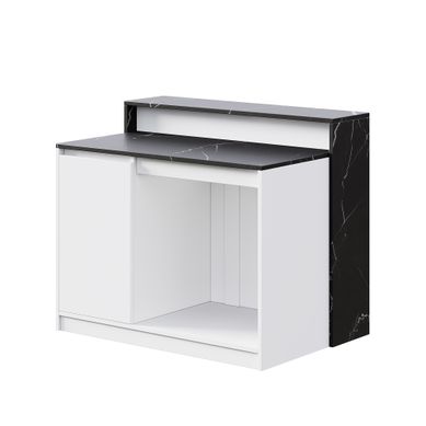 Îlot De Cuisine - Mdf Et Mélaminé - Blanc Et Aspect Marbre Noir - 120x80x100 Cm Îlot De Cuisine - Mdf Et Mélaminé - Blanc Et Aspect Marbre Noir - 120x80x100 Cm