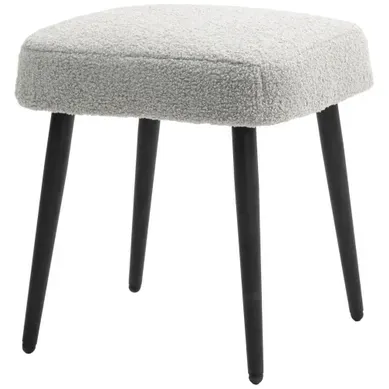 Tabouret Repose-pieds - Aspect Cachemire Et Acier - Gris Clair - 42 X 42 X 44 Cm