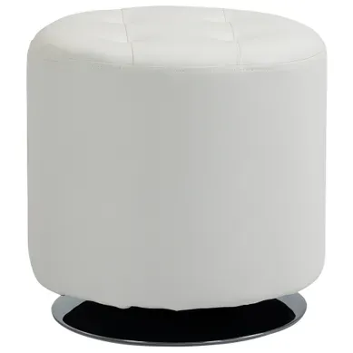Repose-pieds Pivotant En Pu Et Acier - Blanc - D. 45,5 X 44,5 Cm