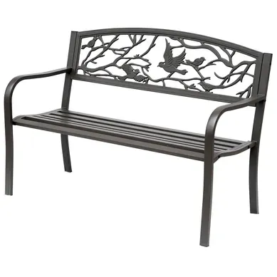 Banc De Jardin 3 Places - Métal époxy Et Fonte - Brun - 127 X 60 X 85 Cm
